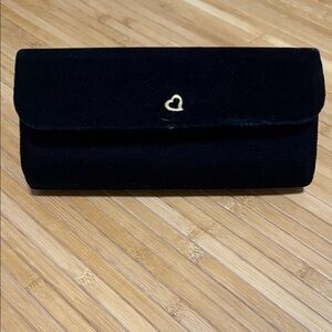 Elegant Black Clutch with Gold Heart Accent from Victoria Secret NWOT